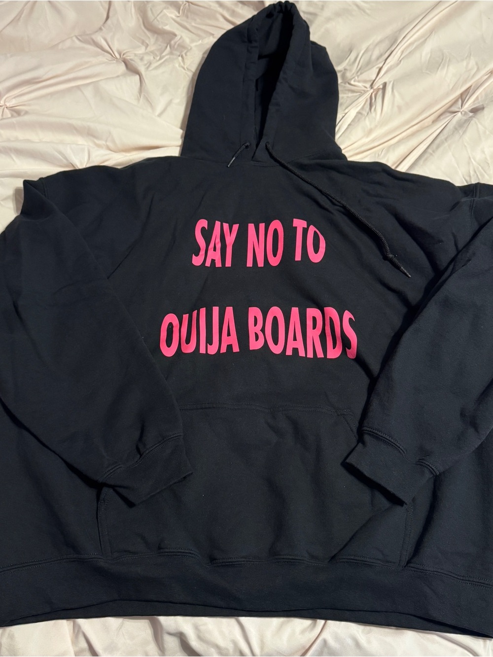 Corey Scherer Black Hoodie with Pink "Say No To Ouija Boards" Graphic